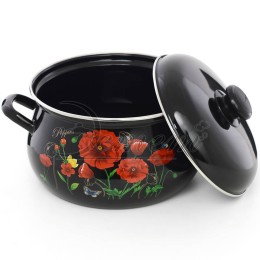 ЭСТЕТ Кастрюля 4,5 л Красные маки ЭТ-72858 грушевидная