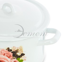 ЭСТЕТ Кастрюля 4,3 л Розы и кофе ЭТ-71617 цилиндрическая