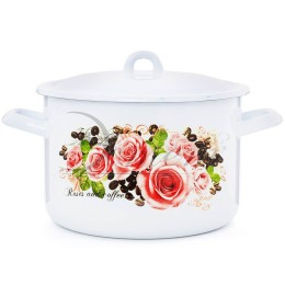ЭСТЕТ Кастрюля 4,3 л Розы и кофе ЭТ-71617 цилиндрическая