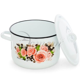 ЭСТЕТ Кастрюля 4,3 л Розы и кофе ЭТ-71617 цилиндрическая
