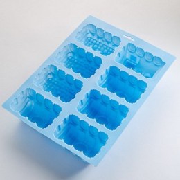 ALPENKOK Форма 27,3х20,3х4,3см для выпечки 8 кексов силиконовая AK-6160S Поезда микс