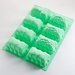 ALPENKOK Форма 27,3х20,3х4,3см для выпечки 8 кексов силиконовая AK-6160S Поезда микс