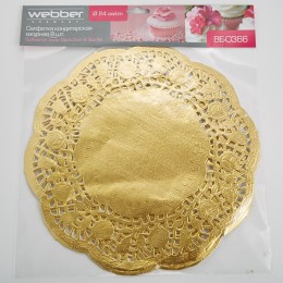 WEBBER Салфетка кондитерская ажурная 24см 8 штук BE-0366 золотая