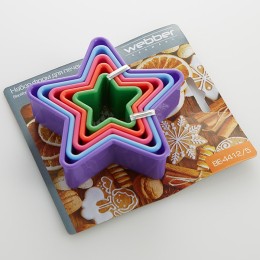 WEBBER Набор пластиковых форм для печенья 5 размеров Звездочки BE-4412/5