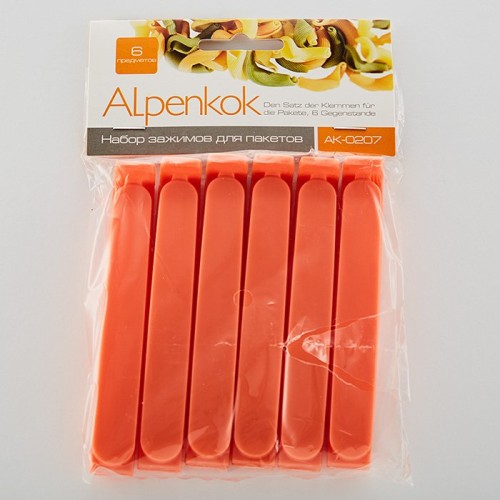 Набор зажимов для пакетов 6 предметов 12 см ALPENKOK АК-0207