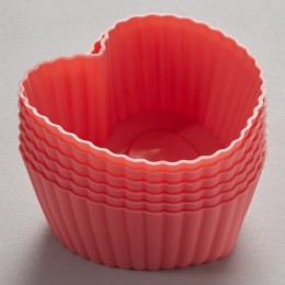 ALPENKOK Набор из 6 формочек для кексов Ø7х5см силиконовых AK-6055S/6 Сердечки розовый