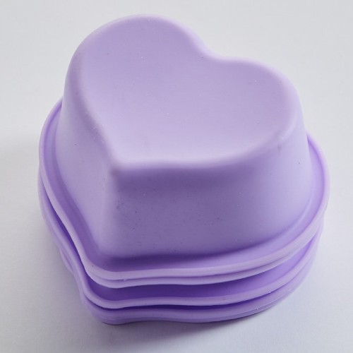 Набор из 6 формочек для кексов 8х4см силиконовых ALPENKOK AK-6112S/6 Сердца влюбленных фиолетовый