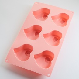 ALPENKOK  Форма 28,5х16,5х3,3см для выпечки 6 кексов силиконовая AK-6174S Сердечки розовая
