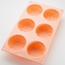 WEBBER Форма 28.5х16.5х4см для выпечки 6 кексов силиконовая BE-4470S Цветник розовая