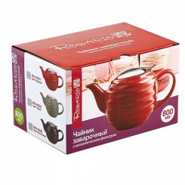 ROSARIO Чайник заварочный 800 мл с металлическим фильтром Ф19-001R красный