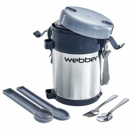 WEBBER Термос пищевой 2 л  SSL-2000N с ложкой, вилкой и 3 контейнерами из нержавеющей стали