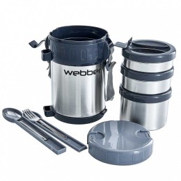 WEBBER Термос пищевой 2 л  SSL-2000N с ложкой, вилкой и 3 контейнерами из нержавеющей стали