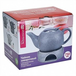 ROSARIO Чайник заварочный 750 мл с фильтром и подставкой Ф19-056R серый