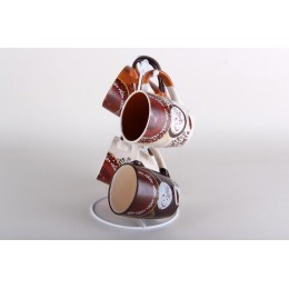 КОРАЛЛ Набор кружек 1/4 на металлической подставке 350мл Кофе тайм 2020186