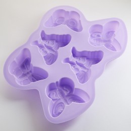 ALPENKOK Форма 32,5х20,5х4см для выпечки 6 кексов силиконовая AK-6141S Бабочки фиолетовая