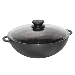 БИОЛ Сковорода WOK чугунная со стеклянной крышкой 26см 0526C