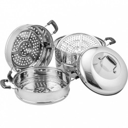 WEBBER Мантоварка-пароварка из нержавеющей стали Ø30 см, 5 предметов BE-086