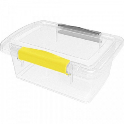 Ящик для хранения Laconic mini пластиковый прозрачный с защелками 0,85 л желтый/серый 00-00009525