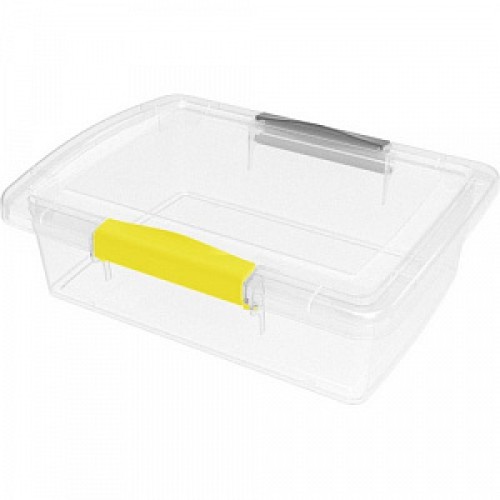 Ящик для хранения Laconic mini пластиковый прозрачный с защелками 1,25 л желтый/серый 00-00009526