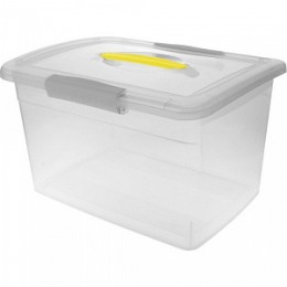 Ящик для хранения Laconic пластиковый прозрачный с защелками и ручкой 11 л желтый/серый 00-00009537