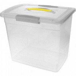 Ящик для хранения Laconic пластиковый прозрачный с защелками и ручкой 20 л желтый/серый 00-00009538