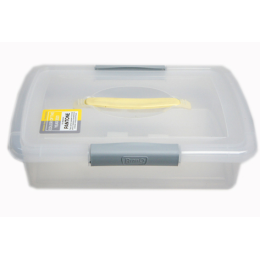 Ящик для хранения Laconic пластиковый прозрачный с защелками и ручкой 5 л желтый/серый 00-00013538