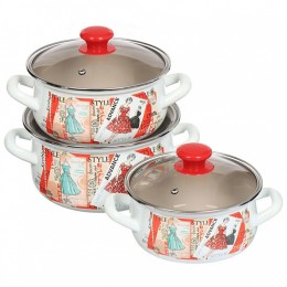 КМК Набор кастрюль 1,5 л, 2 л, 3 л МОДА-ЭКСТРА белый