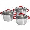 Набор посуды 6 предметов: 3 кастрюли (2,2 л, 3 л, 4 л) из нержавеющей стали со стеклянными крышками WEBBER BE-624/6