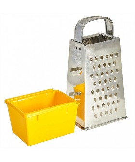 DELTA Терка универсальная 11×8,5×22 см из нержавеющей стали с контейнером К02.002.02 с металлической ручкой