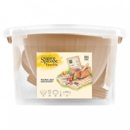 DELTA Набор для пикника Sugar&Spice Vanilla на 4 персоны в контейнере (14 предметов) SE181212005 латте