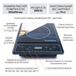 ENDEVER Индукционная плита Skyline IP-26 черный/синий