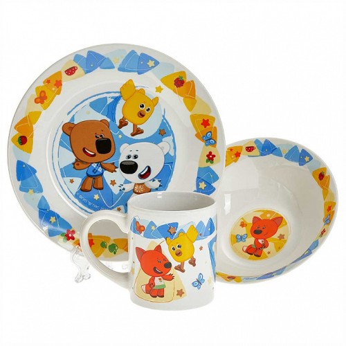 Набор посуды 3 предмета детский КРС-1737 Ми-ми-мишки (фарфор)