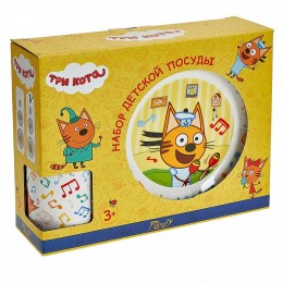 DELTA Набор посуды 3 предмета детский КРС-1745 Три кота. Нотки (фарфор)