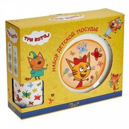 DELTA Набор посуды 3 предмета детский КРС-1781 Три кота. Бабочки (фарфор)