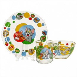 DELTA Набор посуды 3 предмета детский КРС-1804 Том и Джерри (стекло)