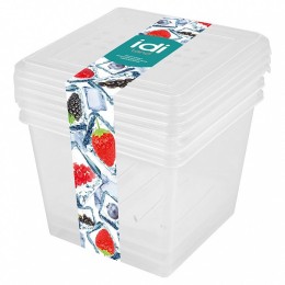 DELTA Комплект контейнеров для заморозки Asti квадратных 1 л х 3 штуки 221101301/00 бесцветный