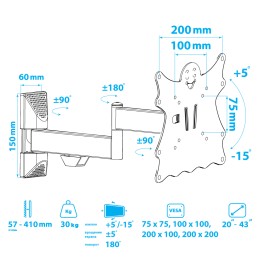 Kromax Кронштейн для телевизора CASPER-204 black