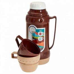 ALPENKOK Термос со стеклянной колбой 1 л AK-10035S коричневый