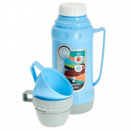 ALPENKOK Термос со стеклянной колбой 1 л AK-10036S голубой