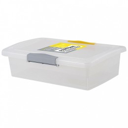 DELTA Ящик для хранения Laconic mini пластиковый прозрачный с защелками 1,9 л BQ2495ЖТСЕР желтый/серый