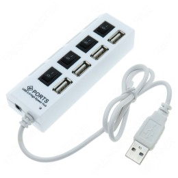 Разветвлитель USB HUB 2.0 4port white с выкл. на каждое USB 73185