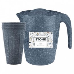 Delta Набор для напитков Sugar&Spice STONE (кувшин 1,9 л + 3 стакана 0,35 л) SE182811026 темный камень