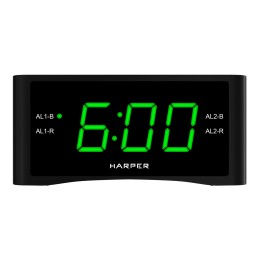 HARPER Радиочасы будильник HCLK-1006 GREEN LED