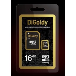 DIGOLDY Флеш карта 16GB microSDHC Class10 + адаптер SD DG016GCSDHC10-AD