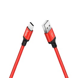 HOCO Кабель (6957531062875) X14 USB (m)-Type-C (m) 1.0м - красный/черный