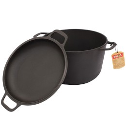 БИОЛ Кастрюля 6 л чугунная с крышкой-сковородой 0206