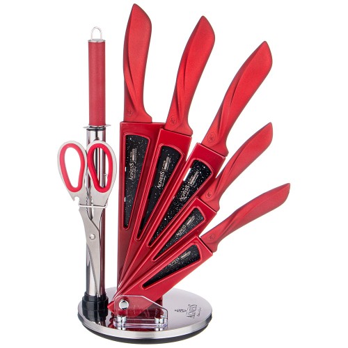 Набор Ножей Agness С Ножницами И Мусатом На Пластиковой Подставке, 8 Предметов 911-621