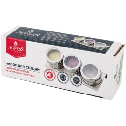 Lefard Набор Для Специй Agness монблан 4 Пр.на Магнитах, В Т.ч. Метал.подставка 20*6*5 См 912-005