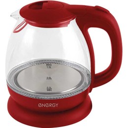 ENERGY Чайник E-296 (1 л) стекло, пластик цвет красный 005216-SK
