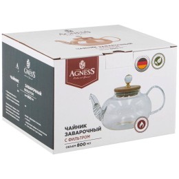 Lefard Чайник Заварочный Agness kristall 800 Мл. Цвет:прозрачный 889-113